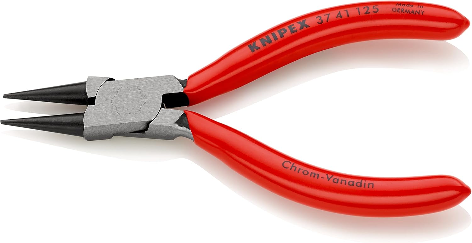Knipex 37 41 125 Gripping Pliers for precision mechanics 4,92" with round, pointed jaws