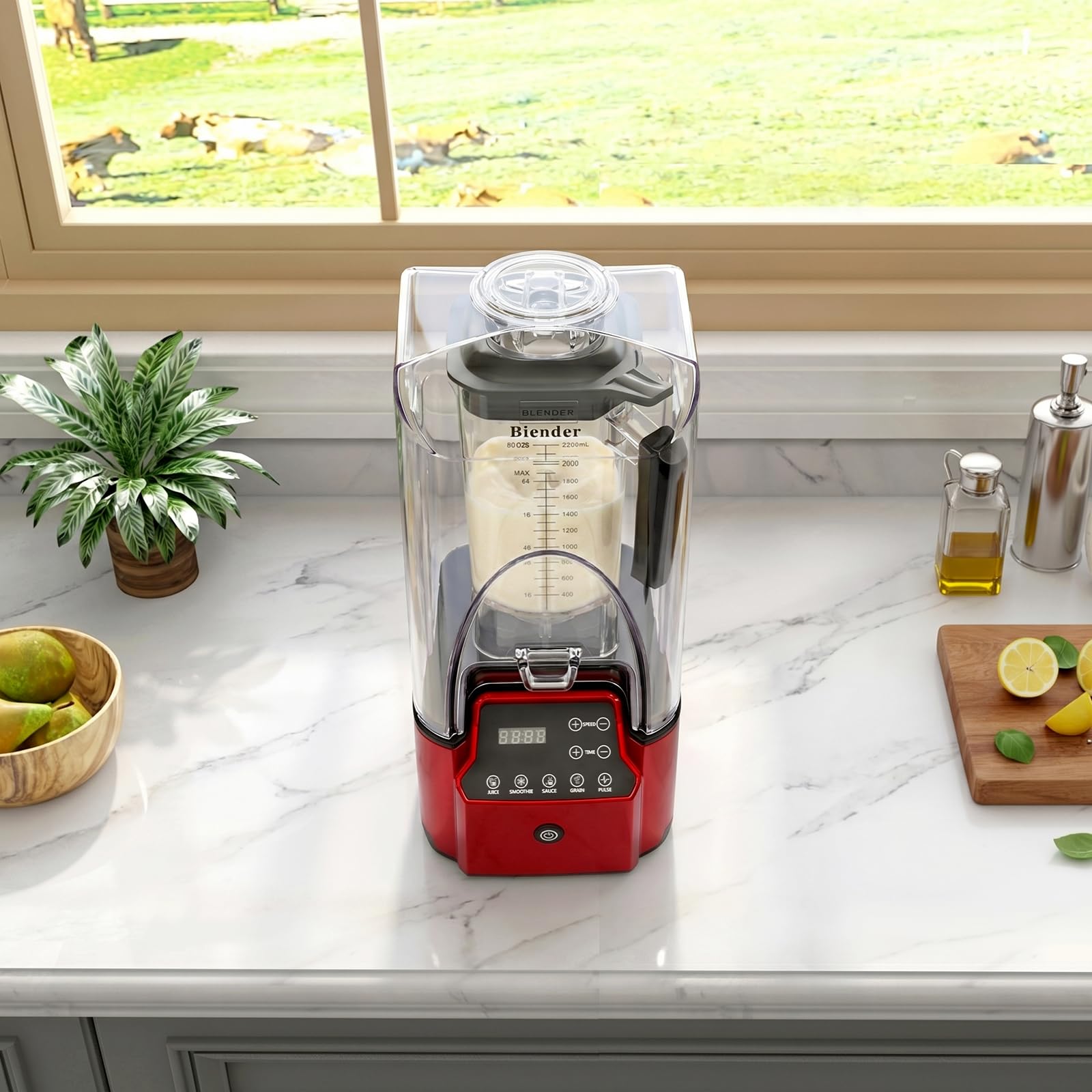 Mikser stojący 2200 W, pojemność 2,2 l, mikser stojący, blender cichy, do smoothie, inteligentny mikser o wysokiej wydajności, rozdrabniacz lodu, rozdrabniacz do lodu, mikser kuchenny z osłoną