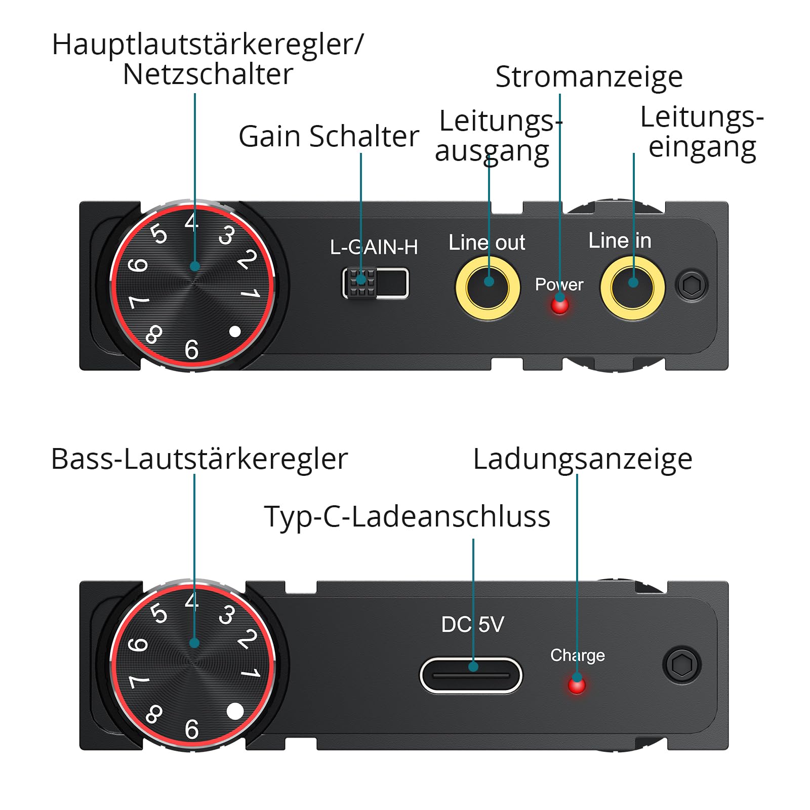 Kopfhörer Verstärker Tragbar BASS HiFi Kopfhörerverstärker, 3,5-mm-Stereo-Audioausgang, 16-600Ω wiederaufladbarer Audio Kopfhörer verstärker für MP3/ MP4/ Telefone/Kopfhörer für Computer