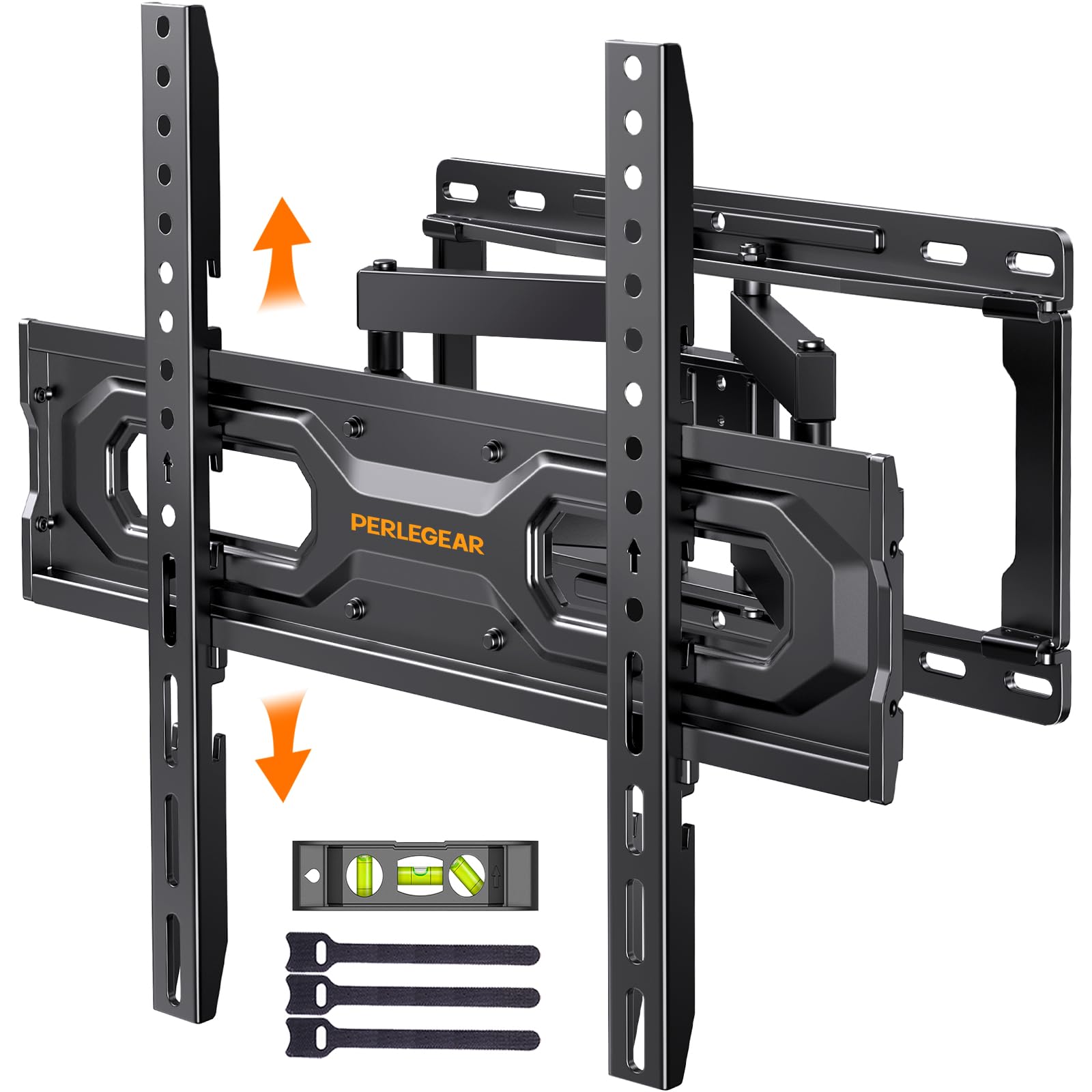 Perlegear Full Motion TV Wall Mount for 26-65 inch TVs, TV Bracket Supports Swivel Articulating Level Extension Tilt Arms, Max VESA 400x400mm up to 99lbs, 16" Wood Studs, PGMFK4