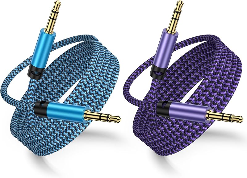 3.5mm Audio Cable,5FT 2Pack Aux Cord 3.5 mm Male to Male Car Stereo Jack Cord TRS Auxiliary Audio Cable Hi-Fi Sound Headphone Braided Cable for Samsung, iPhone,iPad,Home Stereos,Speakers,Tablets