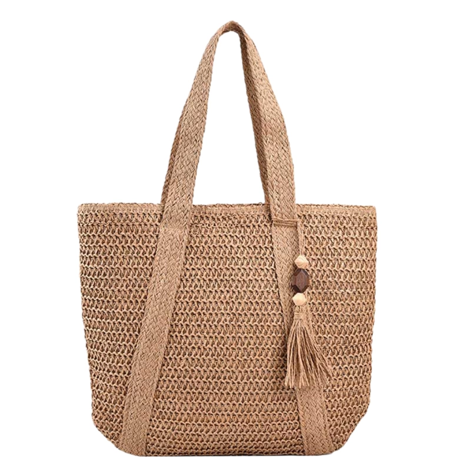 EBZFASO Straw Woven Shoulder Tote Bag With Tassel