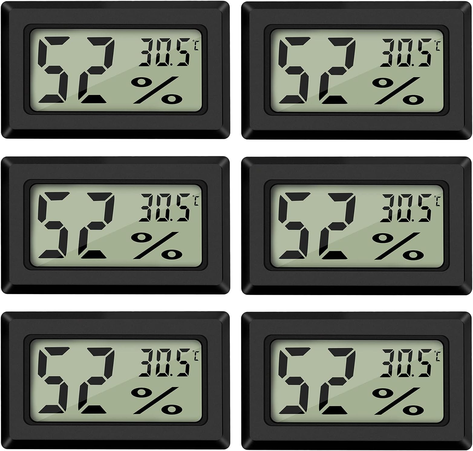 Thlevel Mini Digital LCD Thermometer Hygrometer Temperature Humidity -50~70°C 20%~90% RH Thermometer Portable Thermo Hygrometer Indicator for Office Kitchen Humidors Incubators Reptiles (6 PCS - A)