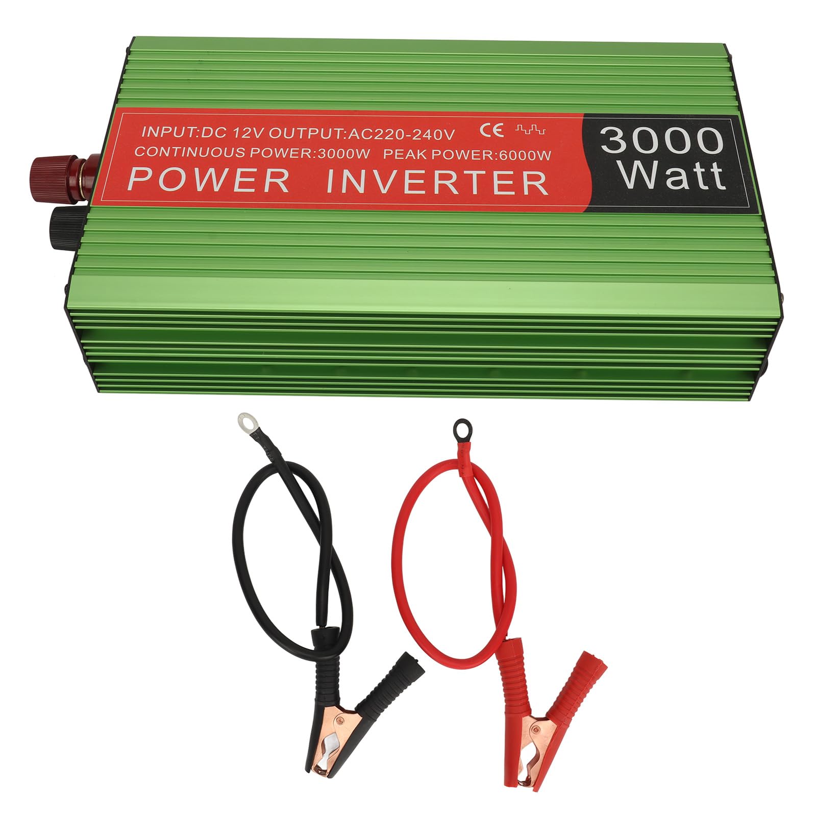 Hyuduo Inverter Solare per Auto in Lega di Alluminio 3000W DC12V a AC110V 220V Doppia Tensione con Indicatore Luminoso per Uso Domestico di Energia Solare Ed Eolica