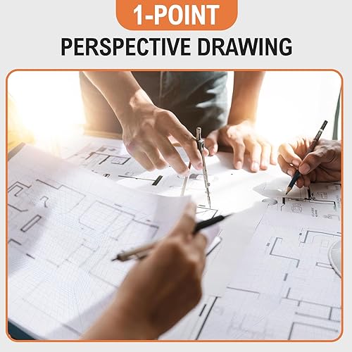 Miniatura 5 de Noveread Bloc de bocetos grande de 100 páginas, perspectiva, cuadrícula, cuaderno de bocetos de 12 x 9 pulgadas, suministros de arquitectura para