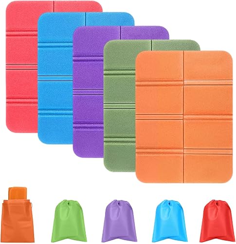 Moistureproof Foldable Outdoor Seat Cushion, 5Pcs Folding Foam Sit Mat, Thermally Insulated Folding Seat Pad mit 5 Storage Bag for Outdoor Hiking Walking Camping Picnic Park