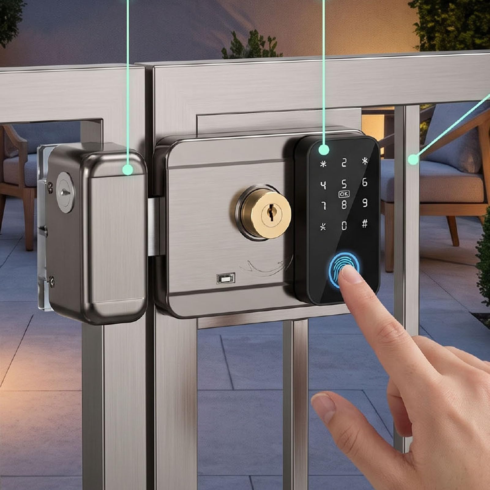 Yinhing Cerradura Inteligente para Puerta, Acceso sin Llave con Teclado | Aleación de Aluminio y Acero, Cierre Automático, WiFi 2.4 GHz, Huella, PIN