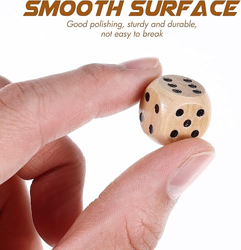 Miniatura 3 de Juego de dados de madera de 6 caras, 10 dados de madera de 0.63 pulgadas con números 1-6 dados para juegos de mesa