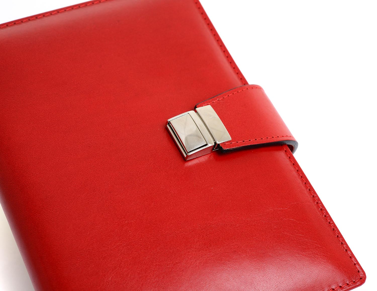 PROGRESSIO Agenda 2026 Vera Pelle - Calendario giornaliero planner a righe 12 mesi - cm 15x21 (A5) - collezione Elegant - Rosso