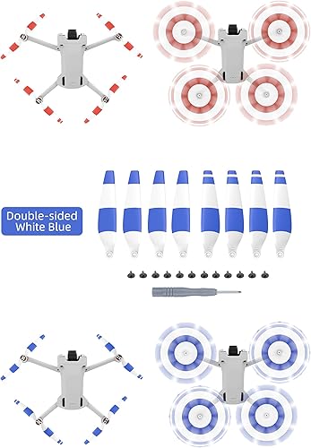 Miniatura 2 de 8 hélices para DJI Mini 3 Pro Drone 6030F Accesorios de apoyo menos reducción de ruido y liberación rápida (Azul y Blanco 8)