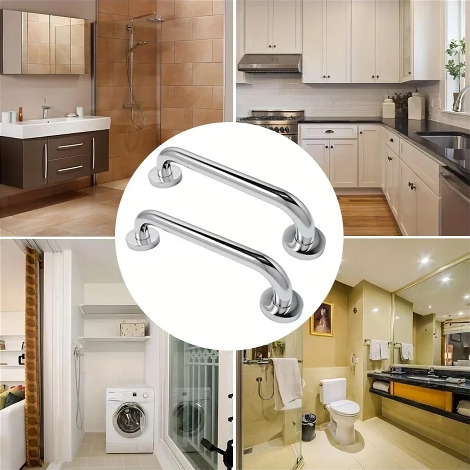 Maniglie Corrimano in Acciaio Inossidabile, Bagno accessibile, corrimano di Sicurezza per bagni, corrimano per bagni per Anziani disabili Barre di Sostegno Vasca(Silver-2pcs)