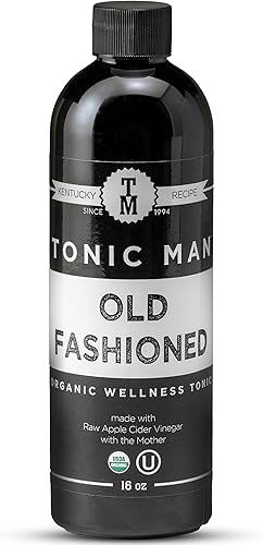 Tonic Man Tónico orgánico de bienestar antiguo hecho con vinagre de sidra de manzana crudo, zumos de manzana y uva orgánicos kosher con 12 hierbas y