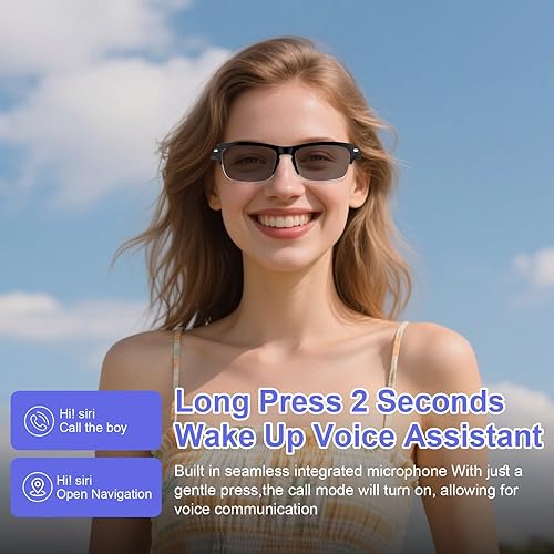 Miniatura 8 de Lentes inteligentes para hombres y mujeres – Gafas de audio Bluetooth con lentes fotocromáticas, micrófono y altavoz integrados IPX4 impermeable