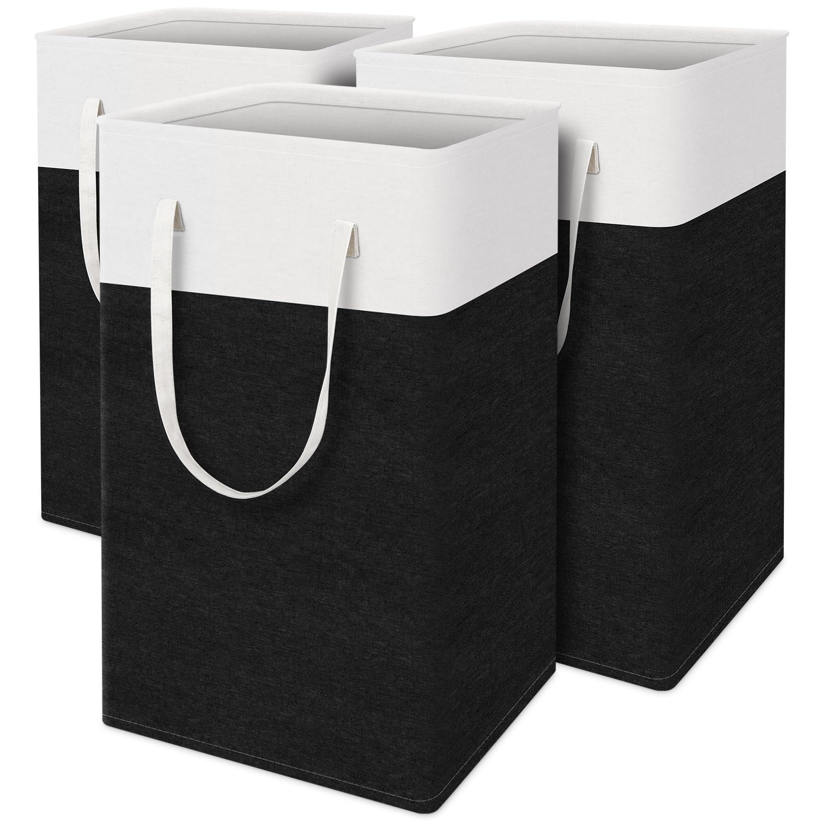 TasticTotes Laundry Basket 3-Pack, Laundry Hamper, 88L-Black