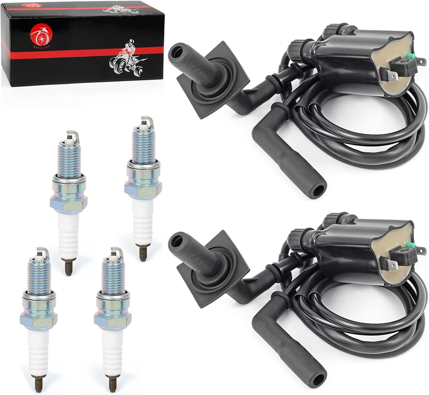 MOTO1988 Ignition Coil Pack & Spark Plug + Cap For Honda VT1100 Shadow 1100 Shadow Spirit Aero ACE Sabre 1100 1987-2007