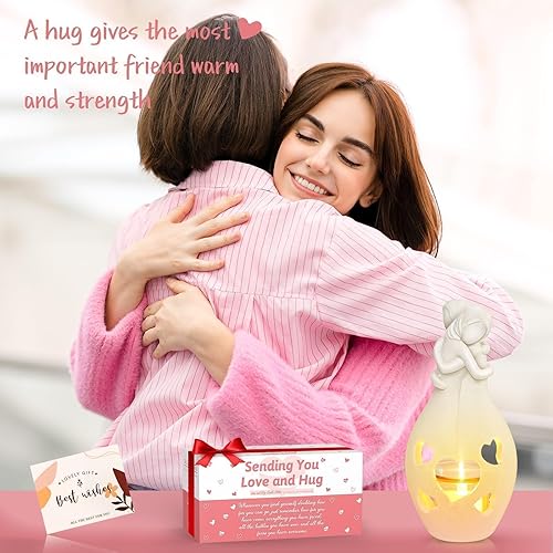 Miniatura 2 de Hug Statue Thinking of You Regalos para mujeres, portavelas LED sin llama de poliresina, regalo de aliento y aliento para hermana, cumpleaños,