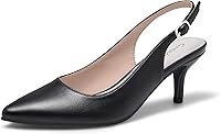 Greatonu Women's 3" Kitten Heel Pointed Toe Slingback Pumps - Comfortable Adjustable Dress Shoes