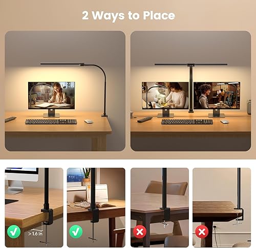 Miniatura 8 de Lámpara de escritorio LED mejorada para oficina en casa con RGB, luz de escritorio giratoria para computadora con control remoto, lámpara de mesa