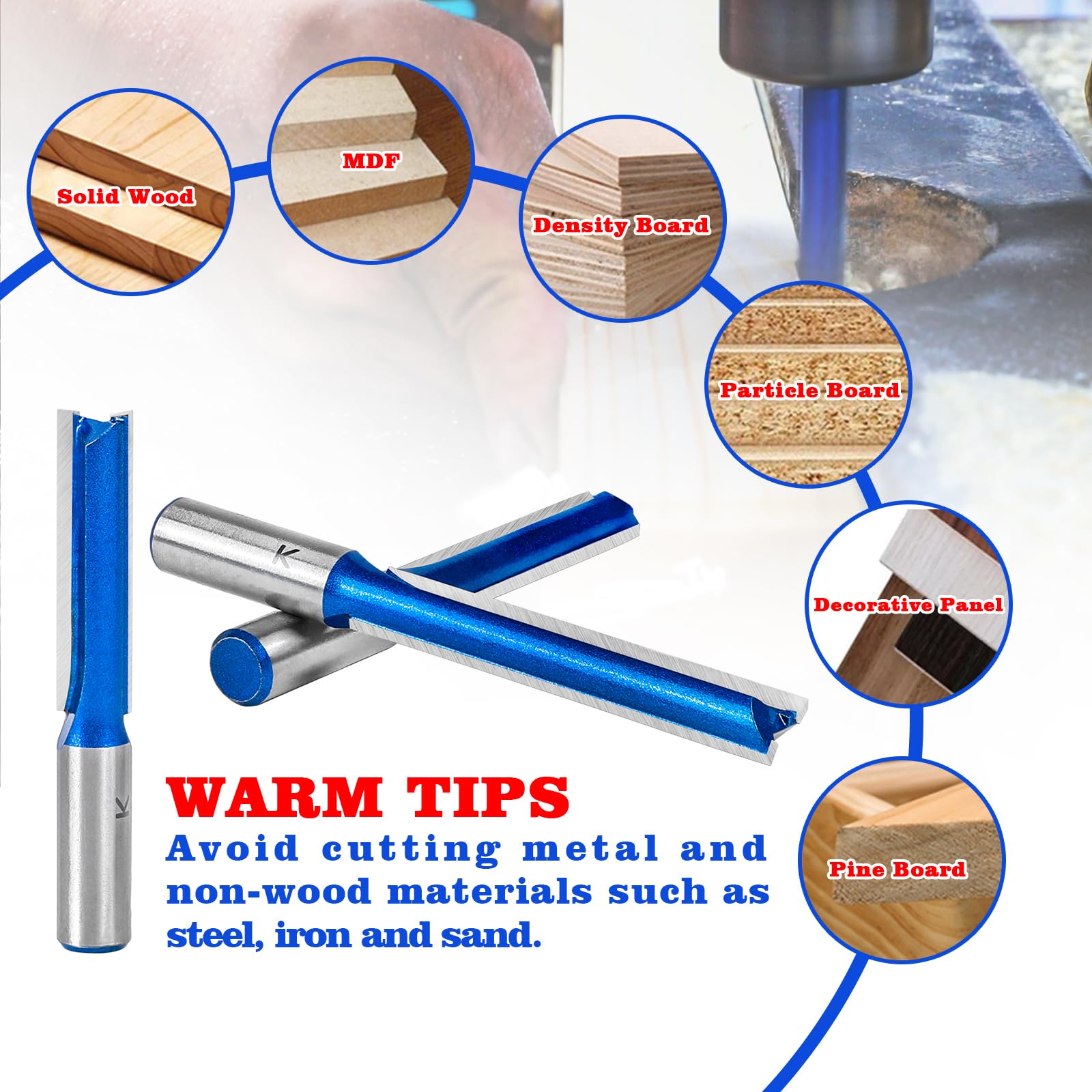 RURITKIT Router Bits - 3 Piece Long Straight Set -5 RURITKIT Router Bits - 3 Piece Long Straight Set -5