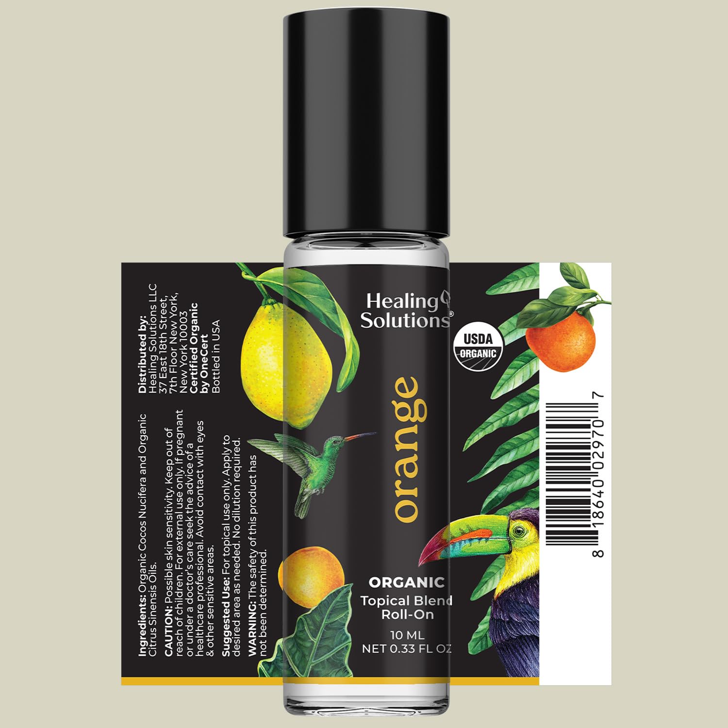 Healing Solutions (2 Pack) USDA Certified Organic Ylang Ylang Perfume Roll-On - Ylang Ylang Essential Oil Roller for Skin & Sleep: Orange 0.33 Fl Oz (Pack of 2)
