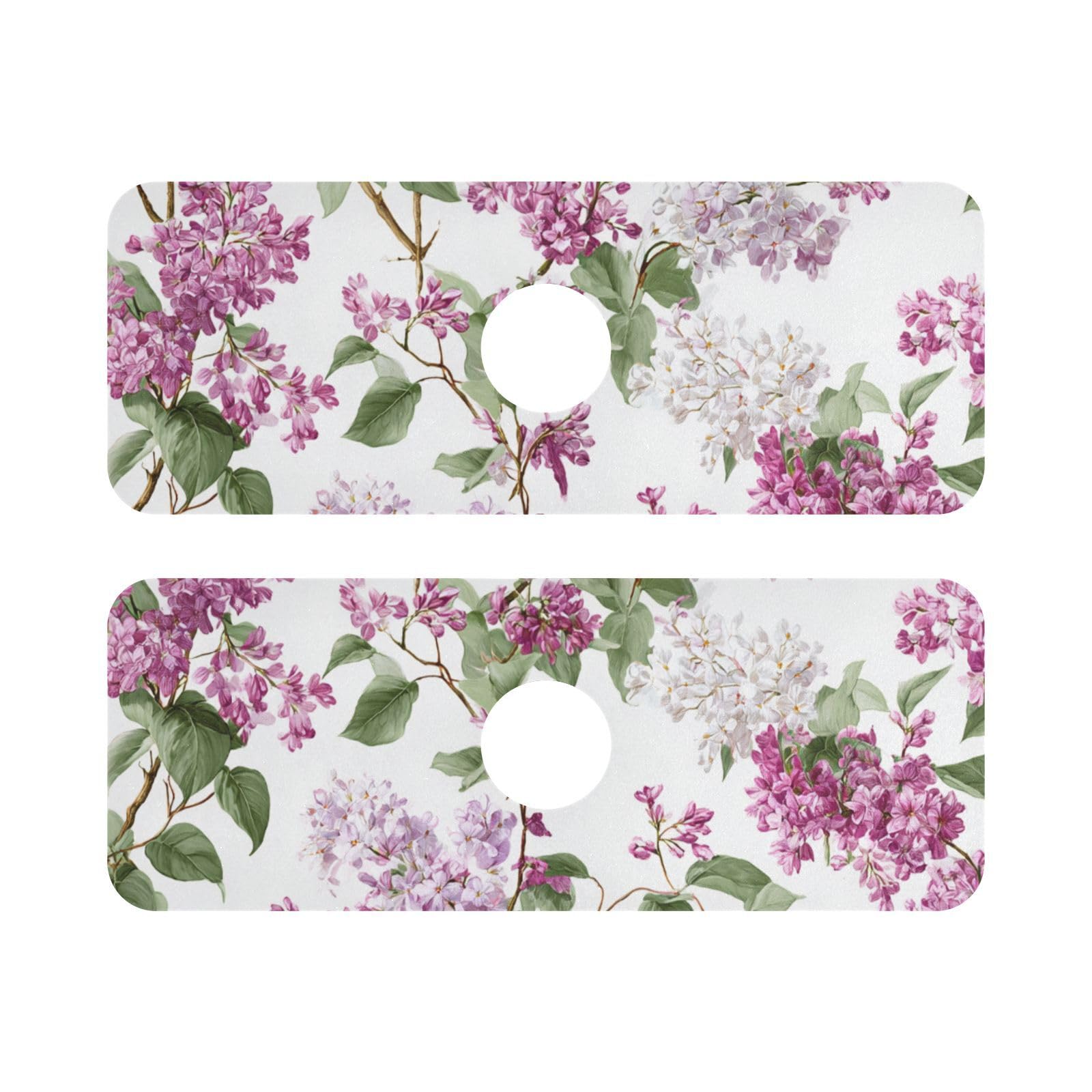 White Pink Lilac Kitchen Sink Splash Guard Faucet Mat Diatomite Absorbent Pad for Bathroom RV 14.7x5.4in 2PCS water