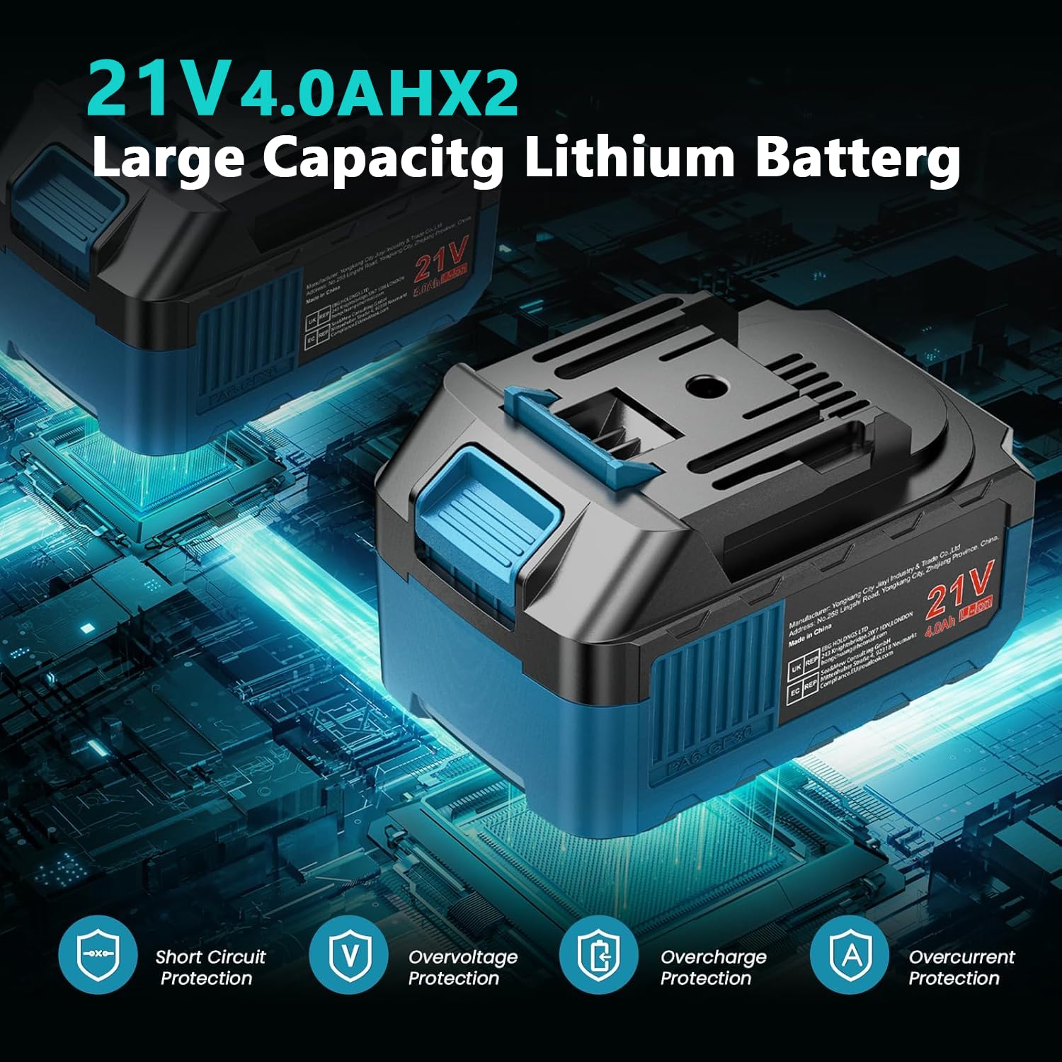 Motosierra sin escobillas de 12 pulgadas compatible con baterías Makita, sierra de jardín eléctrica inalámbrica con 2 baterías de 4Ah y cargador, lubricación automática, para jardín y corte de madera - 4