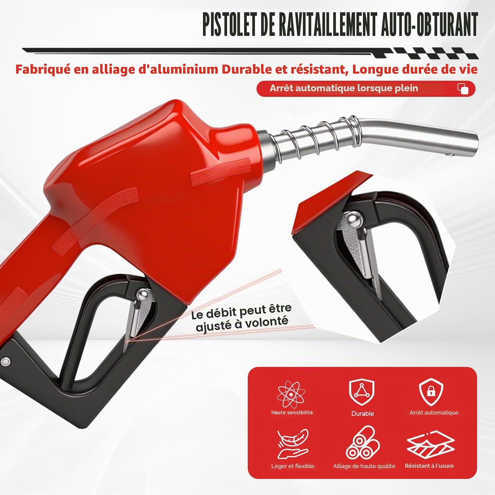 WingFly Pistolet de distribution automatique diesel - Pompe à diesel auto-amorçante - Pistolet à carburant de voiture - Pompe à fioul automatique - Pompe d'aspiration d'huile (3/4" et 1")