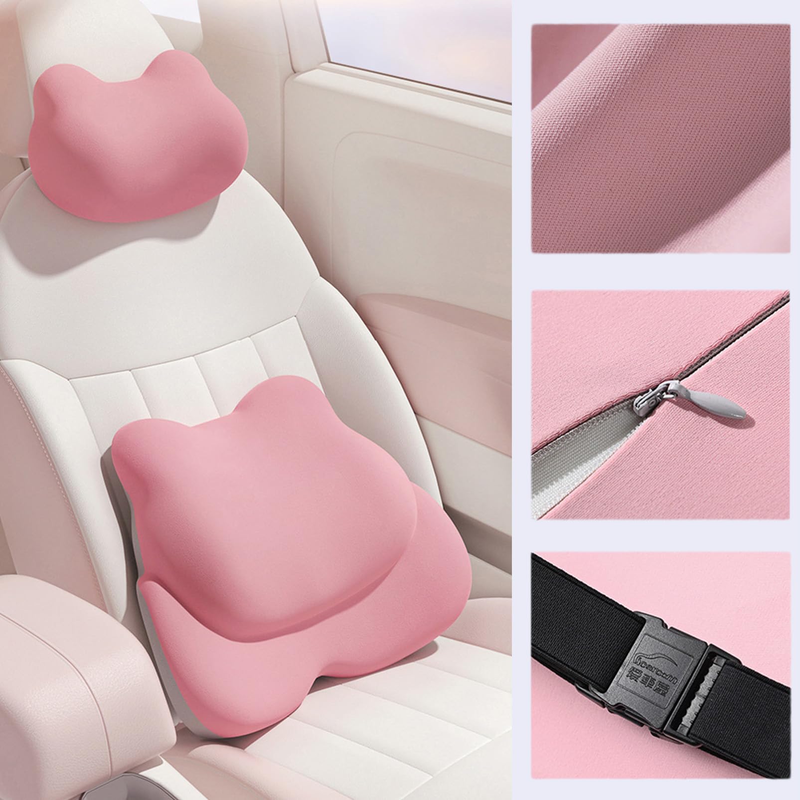 Cuscini Ortopedici in Memory Foam, Cuscino per Coccige e Supporto Lombare, per Dolore a Schiena e Colonna, per Casa, Ufficio e Auto,Rosa