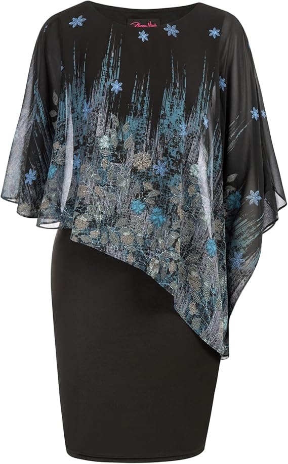 Hanna Nikole Dames grote maten chiffon avondpak sets cocktail party feestelijk elegant 3-delige set shirt en hoge taille broekpak, 46 Grote maten
