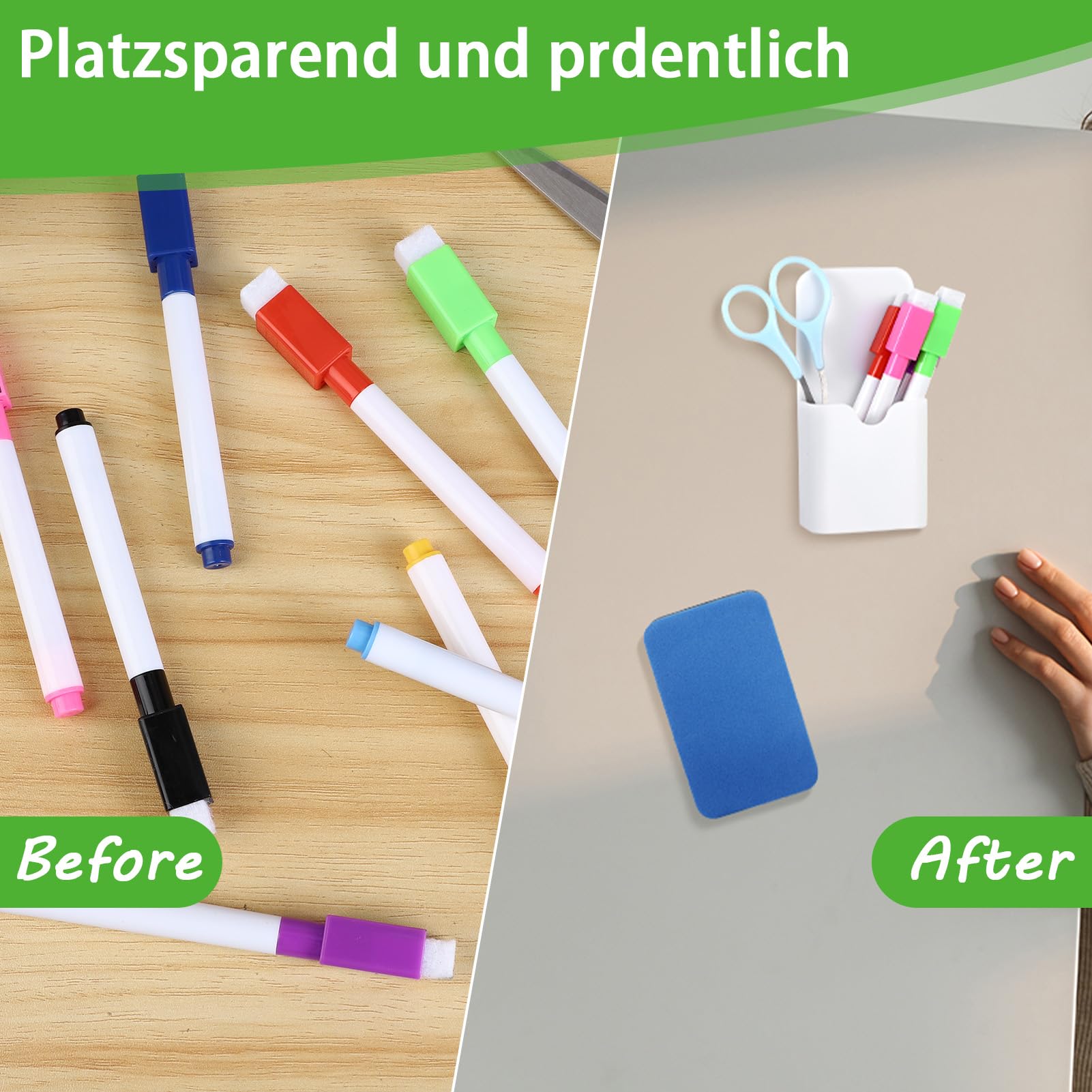 EAMAY Set 4 Tasche Magnetiche Porta Pennarelli Per Lavagna O Frigo, Organizer In Nylon Con Finestra Trasparente Per Ufficio, Scuola E Casa - 5