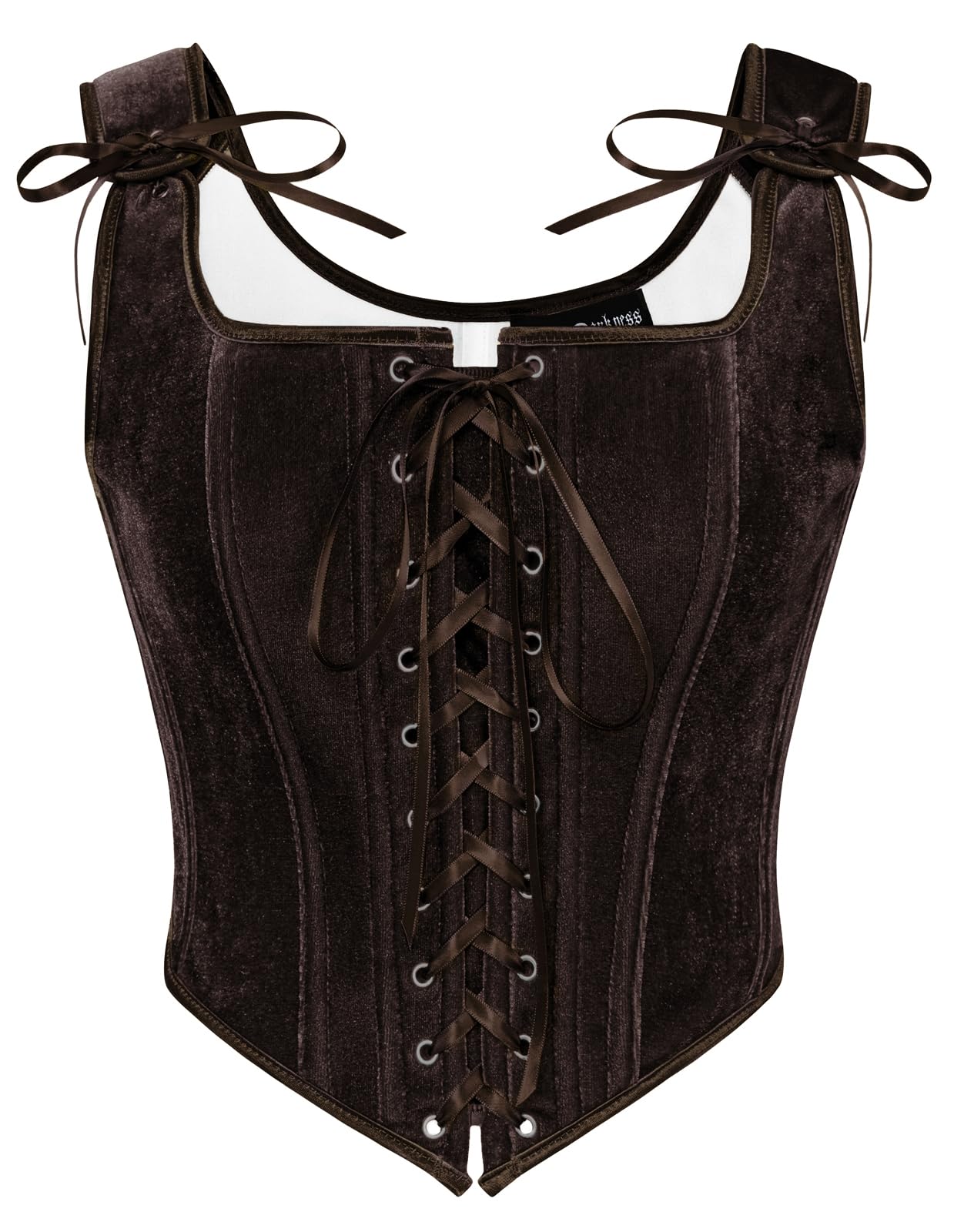 SCARLET DARKNESS Damen Renaissance Korsett Vintage Lace Up Festlich Samt Bustier