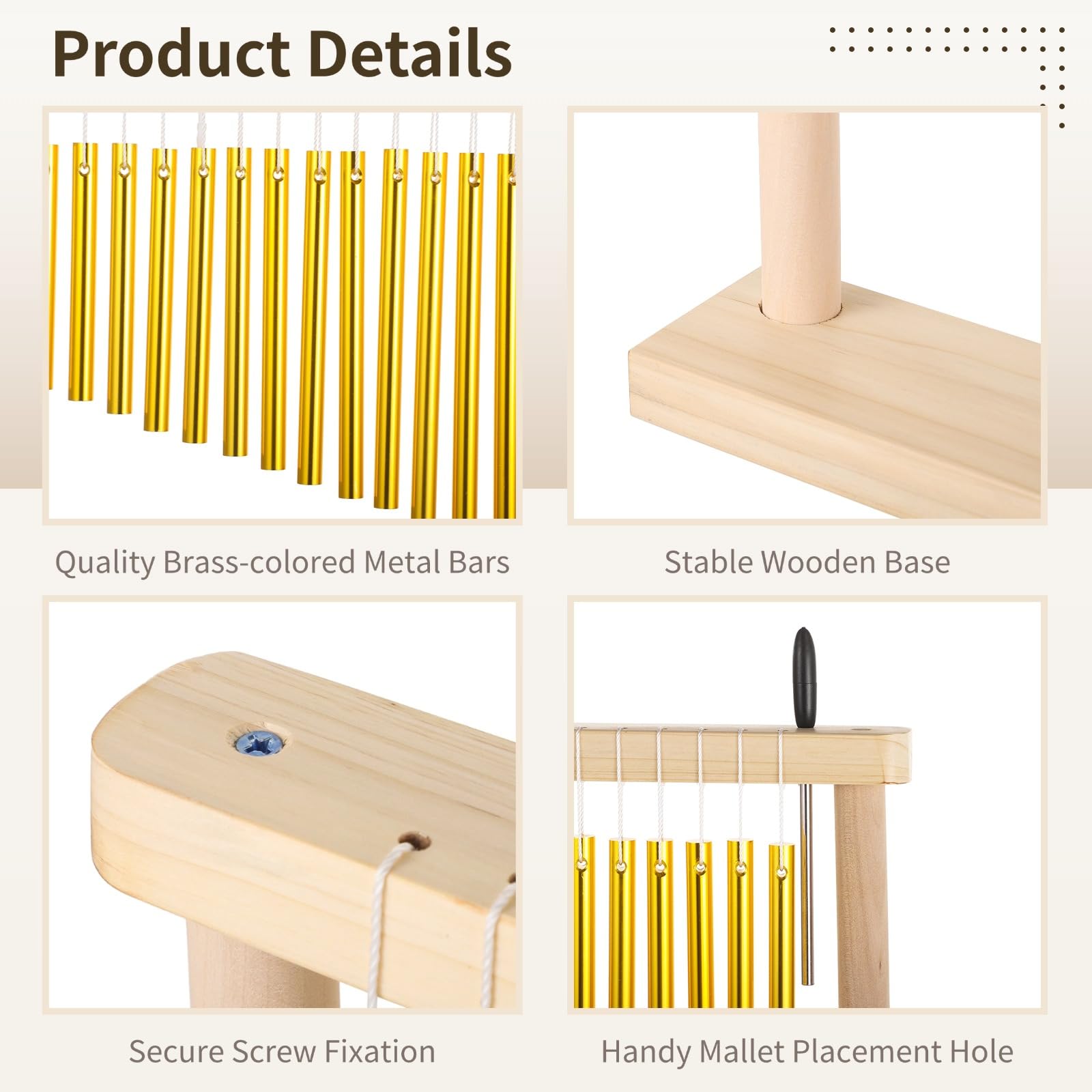 20-Klang-Instrument mit vollem Klang, Tisch-Windspiel aus Holz mit Schlägel, einreihiges Schlaginstrument, Tisch-Handwindspiel, Serenity Bell Windspiel für Jugendliche und Erwachsene, 20 Töne