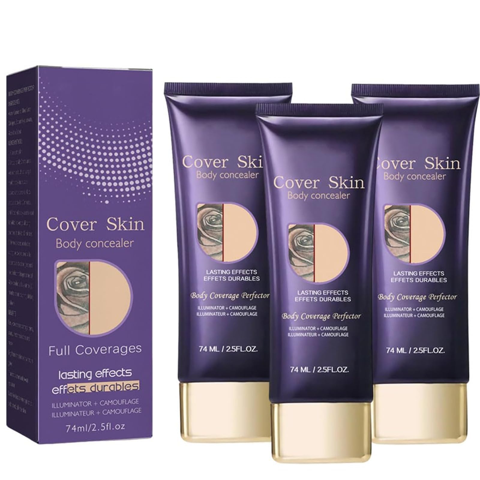 Correcteur de teint pour le corps, Correcteur de teint pour tatouage, Maquillage de teint pour le corps brillant naturel, résistant à l'eau et sans transfert. (3pcs)