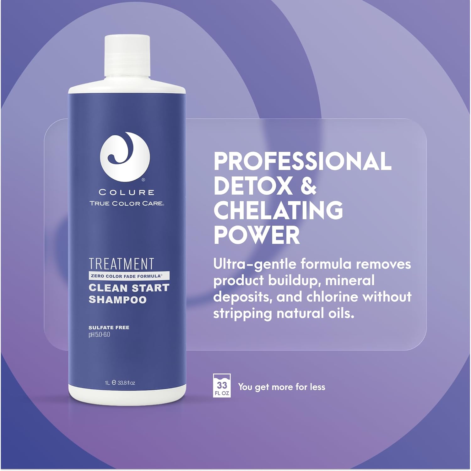 COLURE Clean Start Shampoo, 33 Fl Oz – Clarifying Detox Hair Wash, Non-Stripping Buildup Removal & Pre-Color Treatment