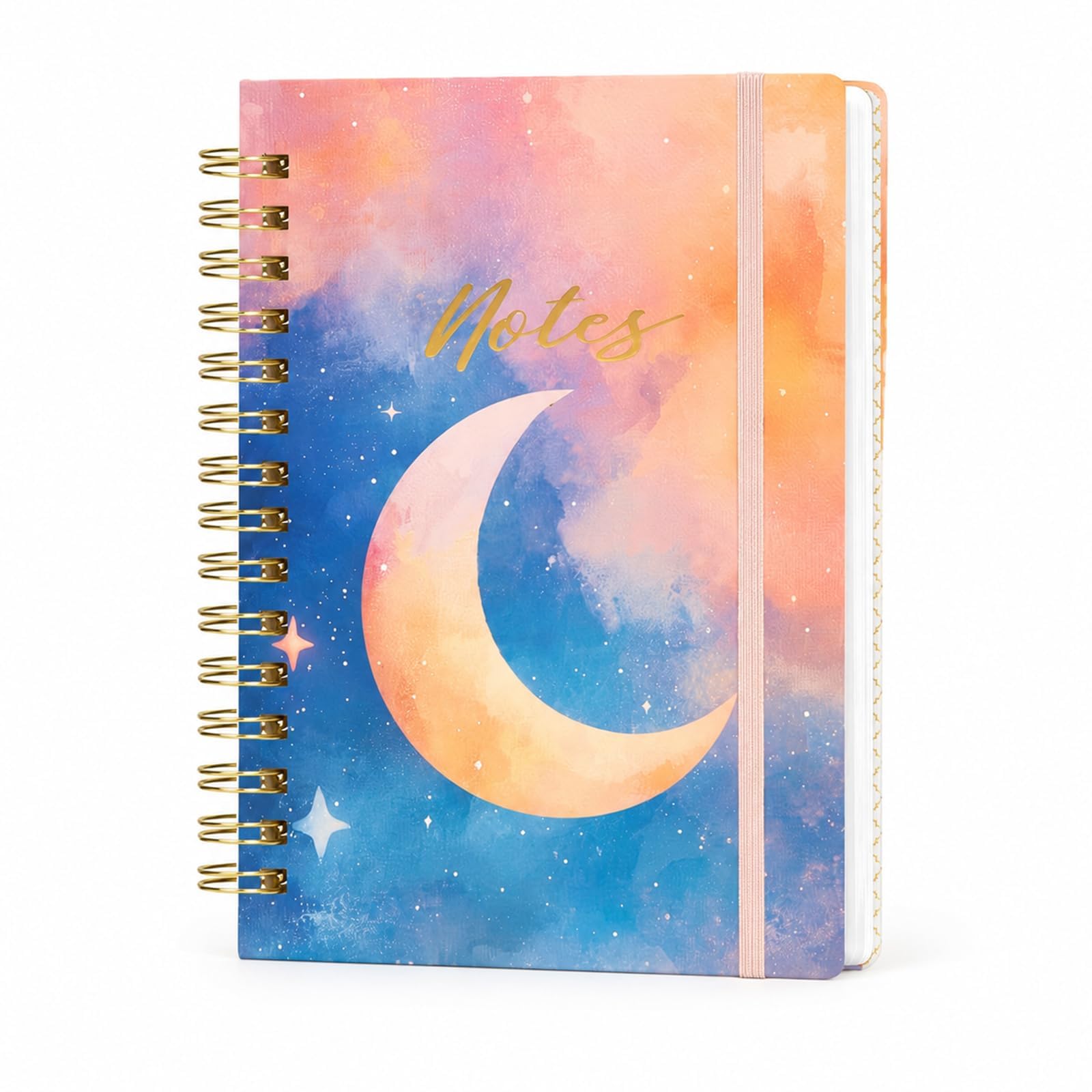 ILOVMUP A5 Hardcover Spiral Notebook, Lined Notepad with 140 Pages, Pink