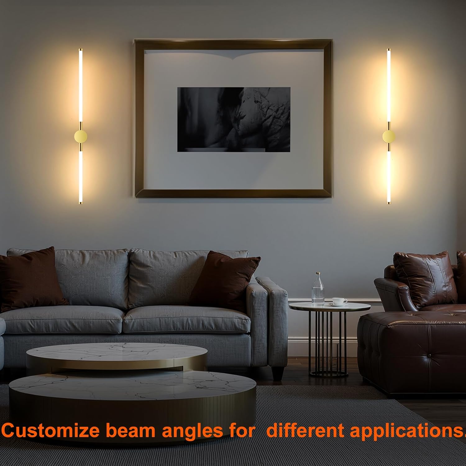 FRIDEKO HOME Gold Sconces Wall Decor Set of 2, 3000K LED Wall Sconces Fixtures,Hardwired Modern Indoor Wall Lights, 350° Rotatable Plug in Wall Mounted Lamp for Bedroom Living Room, 28.74 Inch