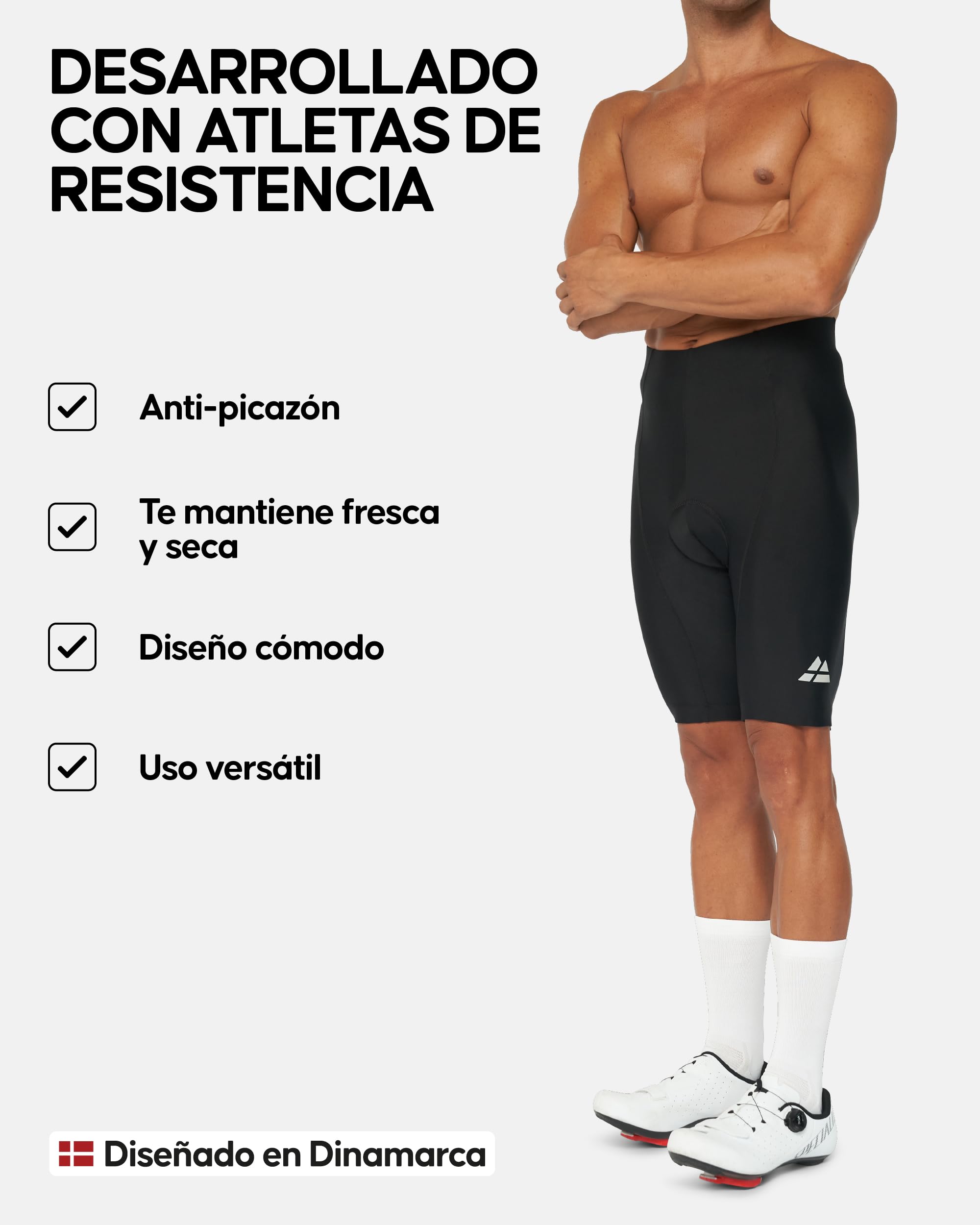 DANISH ENDURANCE Pantalones Cortos de Ciclismo Verano para Hombre, 3D Acolchados, Culotte Ciclismo Hombre, Antideslizantes, Transpirables