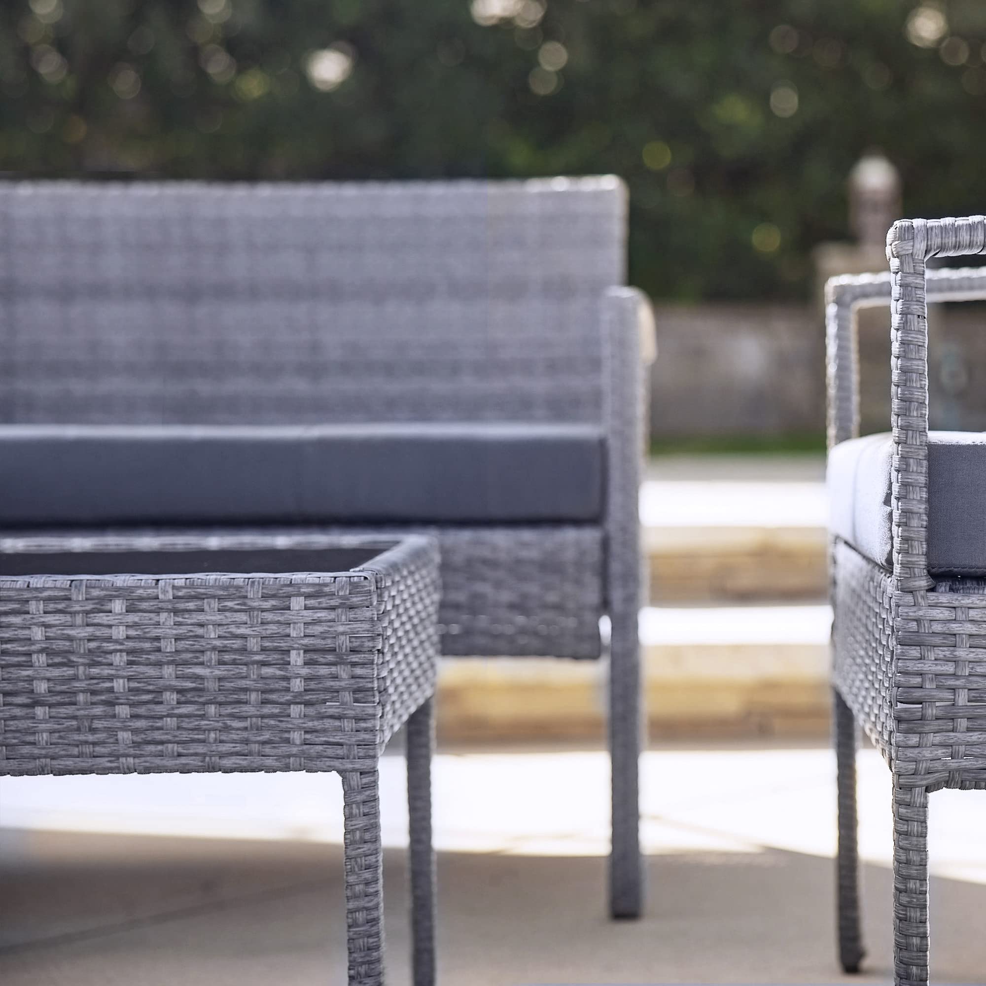Buy BELLEZE Patio Furniture Set, 4 Pieces Outdoor Furniture Rattan