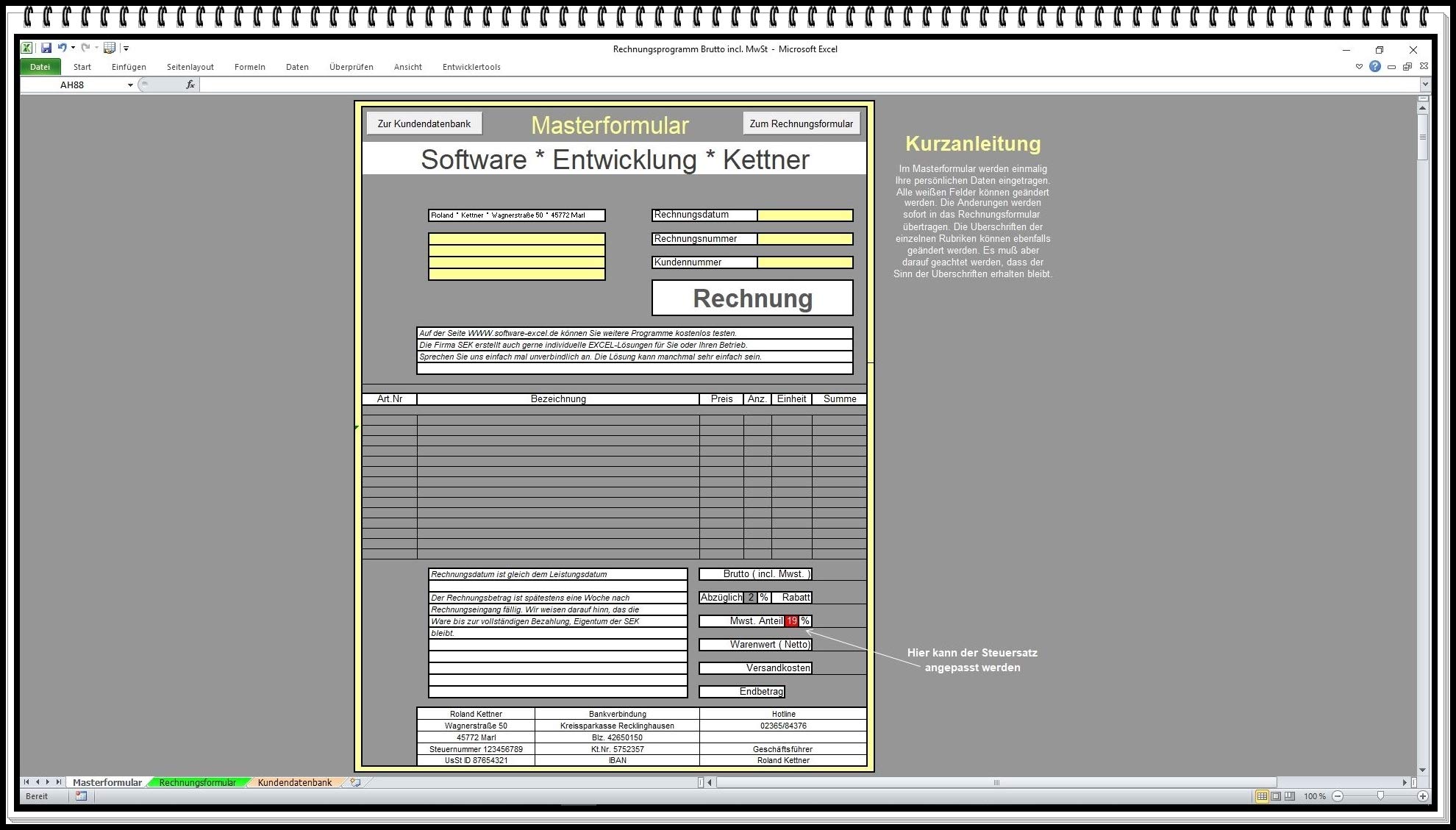 SEK Easy Faktura Rechnungssoftware für Kleinunternehmer §19 UStG