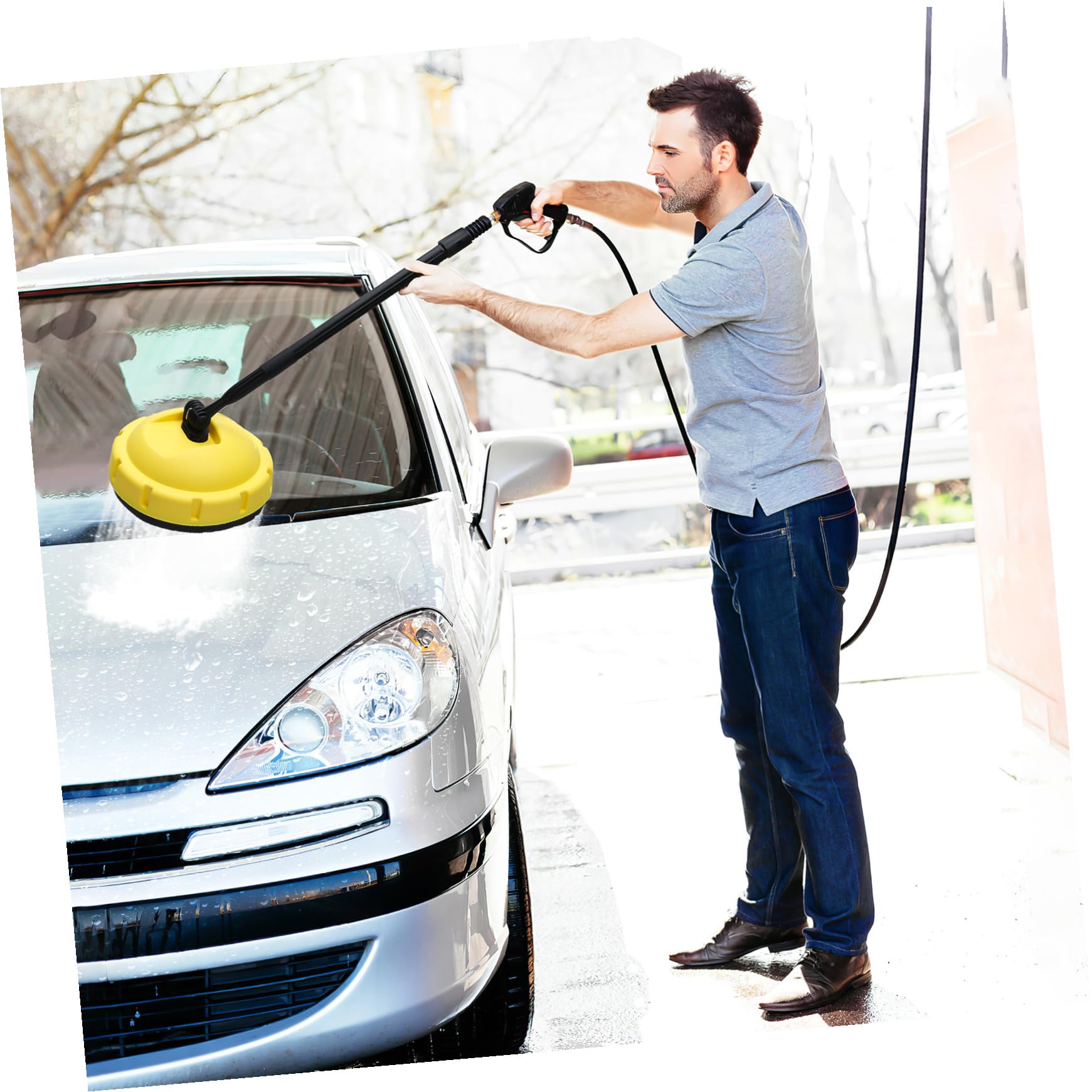 Limpiador Rotativo para Coche con Presión Alta Mango Ergonómico Cepillo para Superficies Planas para Paredes Puertas y Garajes Herramienta Versátil para Limpieza Profunda Hogar y
