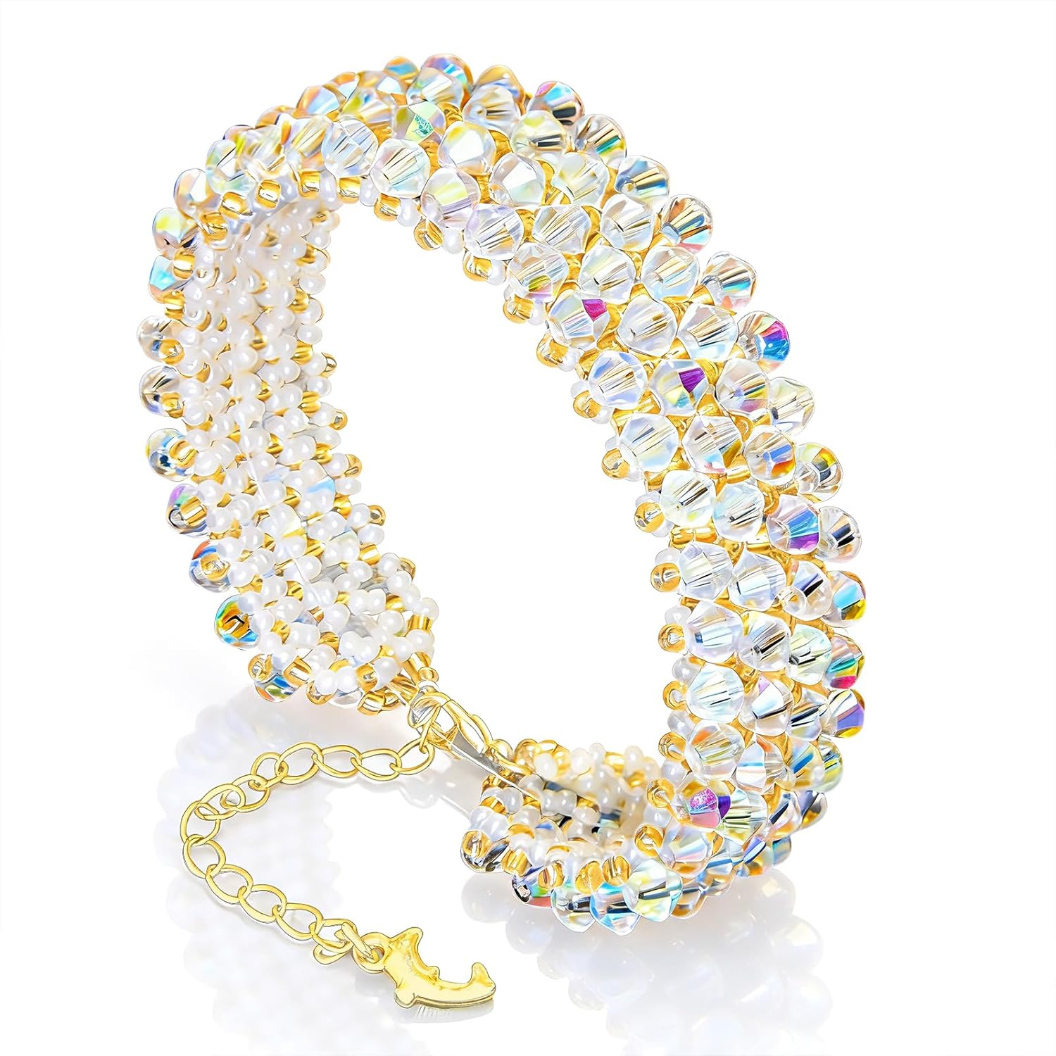 Crystal Bracelet for Women 6" + 2" Extender Chain, Handmade Woven Design with Jewelry Gift Box, Ideal for Gifting for Mom, Birthday, or Anniversary