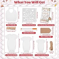 Vista 2 de Kit de Ducha de Bebé de 201 Piezas, Juego de Ducha de Bebé, Letrero de Juego de Ducha de Bebé, Babero de Bebé, Mameluco Blanco para Recién Nacido