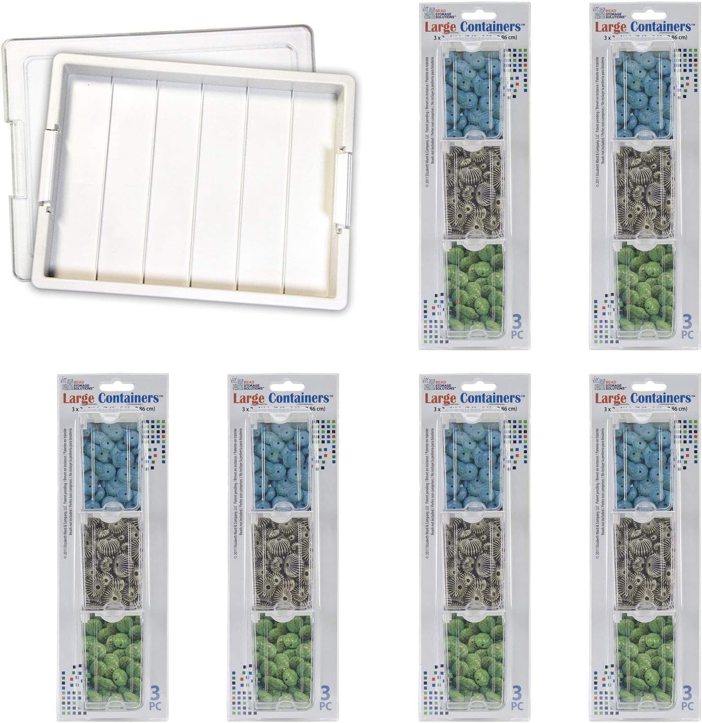 Bead Storage Solutions Plastic Stackable Organizer Tray Bundle with Lid and 18 Size Large Containers for Beads and Craft Supplies