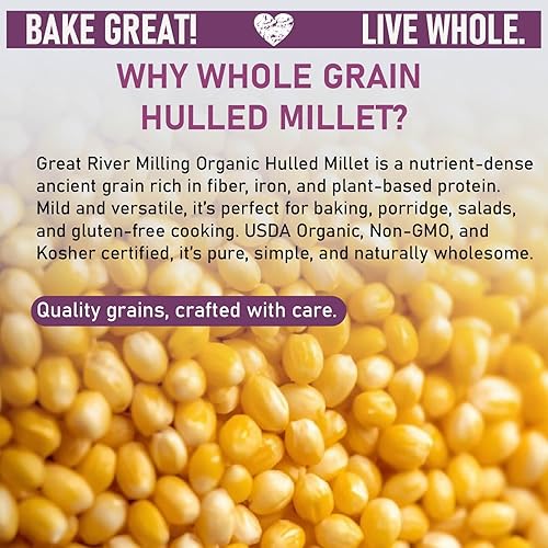 Miniatura 3 de Great River Milling Mijo orgánico con cáscara Grano antiguo de grano entero Sin gluten y superalimento de alto contenido de fibra Sin OMG