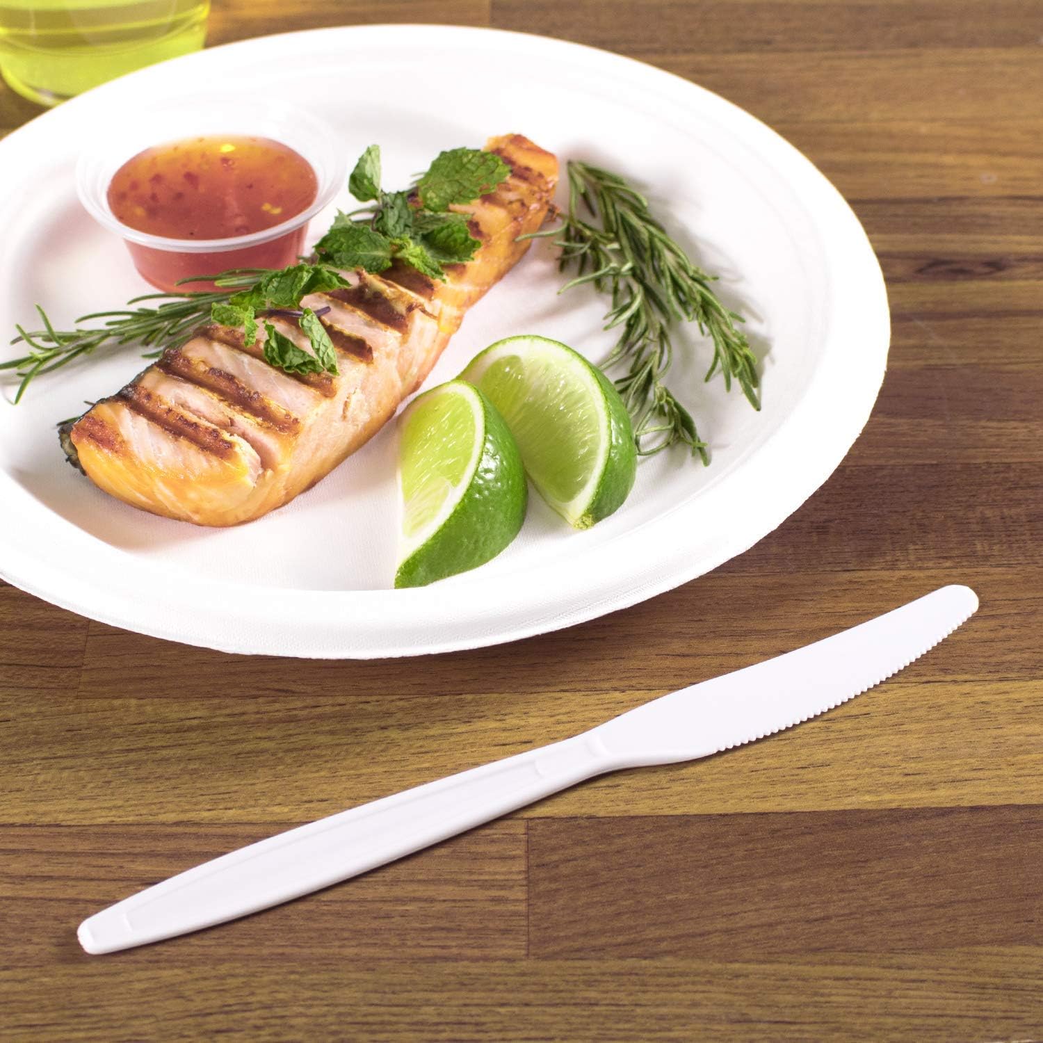 Karat U3531W 7.5" Poly-Wrapped Heavy-Weight Disposable Knife, White (Pack of 1000)