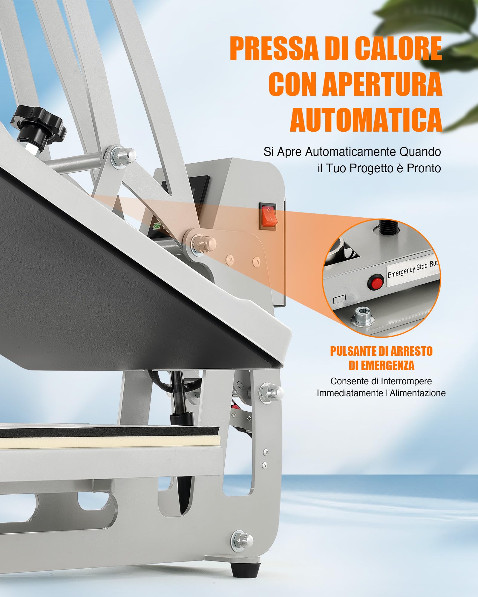 CREWORKS 50x40cm Pressa a Caldo per Magliette con Apertura Automatica 2200W Termopressa per Magliette Macchina per Sublimazione Digitale per Magliette Borse o DIY