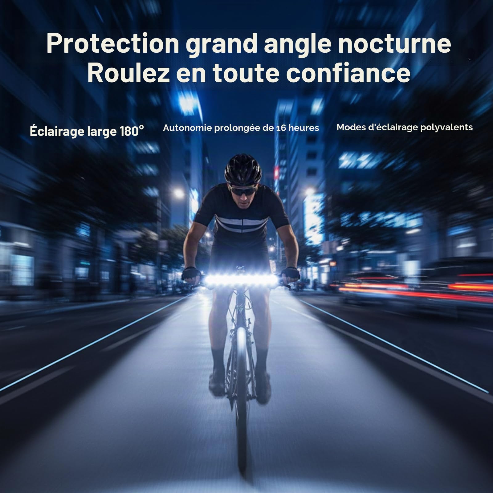 17 LED Phare Avant Ultra-Lumineux pour Vélo, 4800 Lumens, Affichage Numérique De La Puissance, Rechargeable par USB, pour Vélo De Route, VTT Tout-Terrain Et Trajets Quotidiens