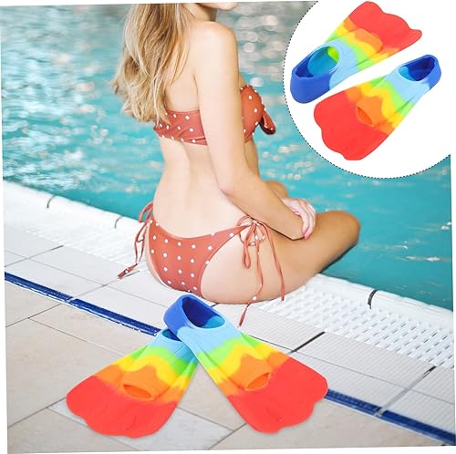 Miniatura 6 de SUPVOX Aletas de natación de silicona, cuchillas cortas, aletas en forma de abanico para niños, entrenamiento, esnórquel, buceo, uso ligero para