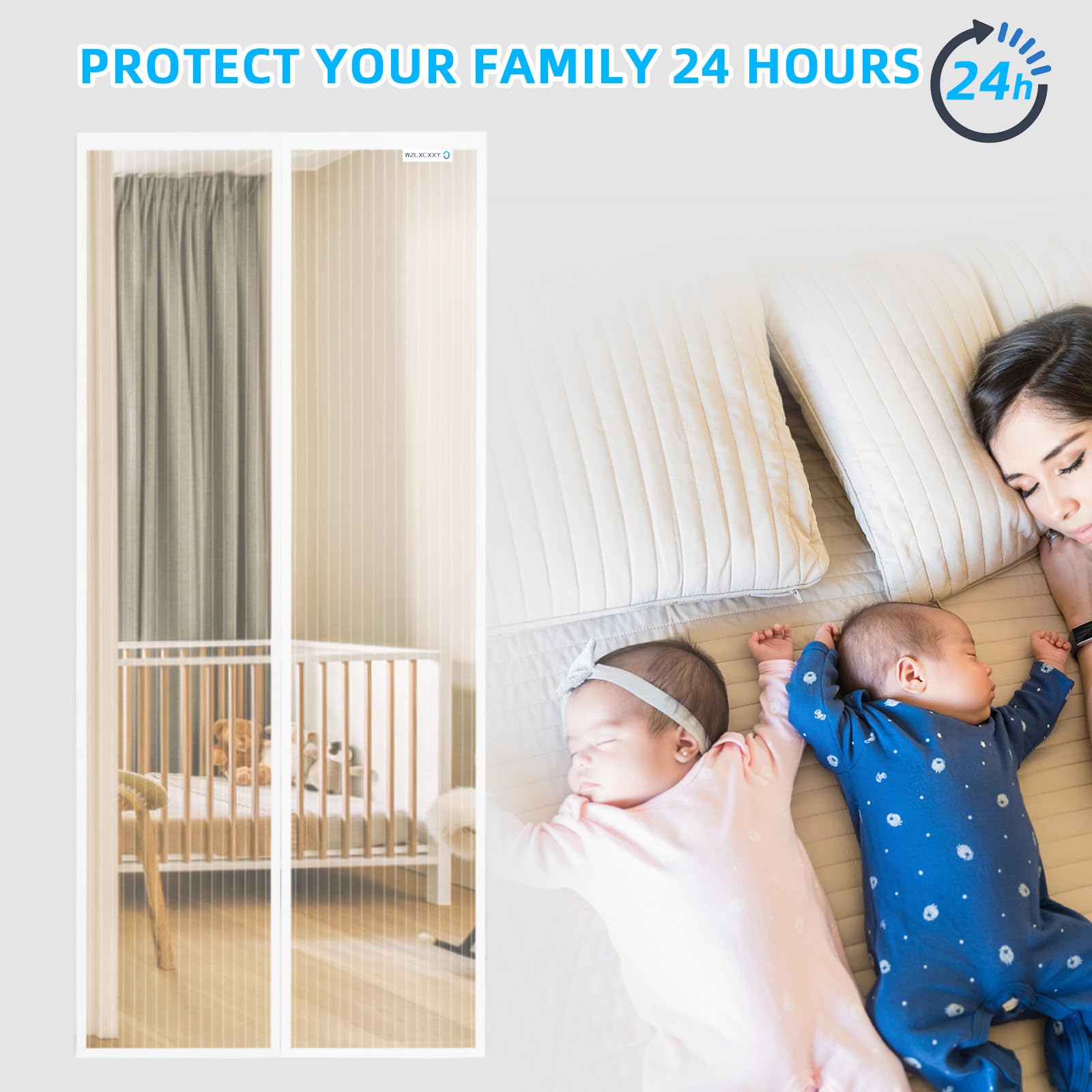 Wzlxcxxy Zanzariera Magnetica 95x155cm, Zanzariera Porta di Nuova Concezione, Buona Estate Lontano dalle Zanzare, Bianco