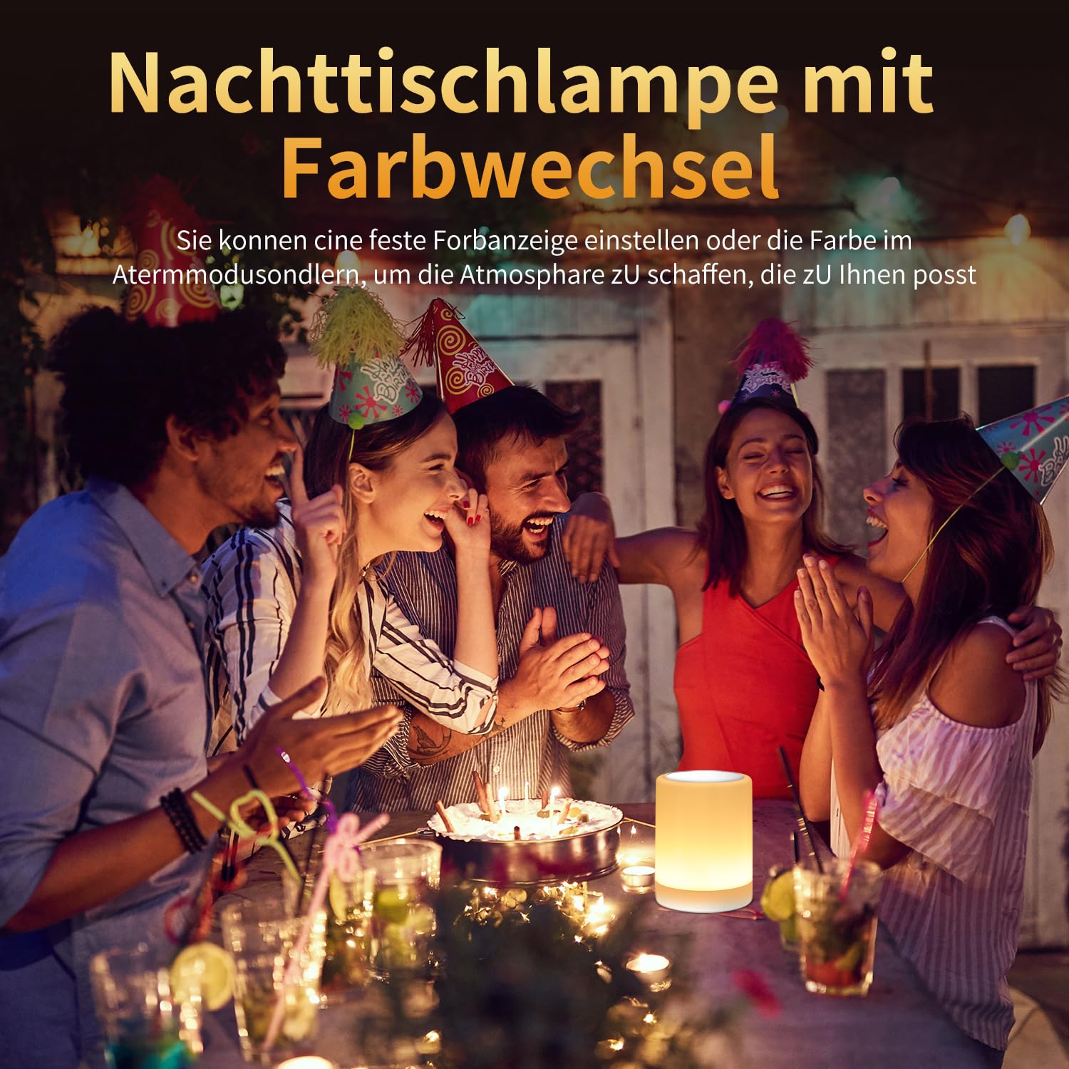 OORUN Touch-Nachttischlampe, 13 RGB-Farben & 5 Helligkeiten, USB-wiederaufladbare Schreibtischlampe, Fernbedienung, dimmbares Nachtlicht mit RGB-Farbwechsel, tragbare Lampe für Baby, Schlafzimmer